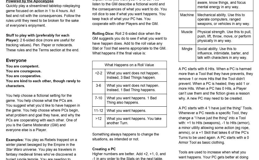 Cast 13 – Quick Table Top Role Playing Game –&nbsp;2
