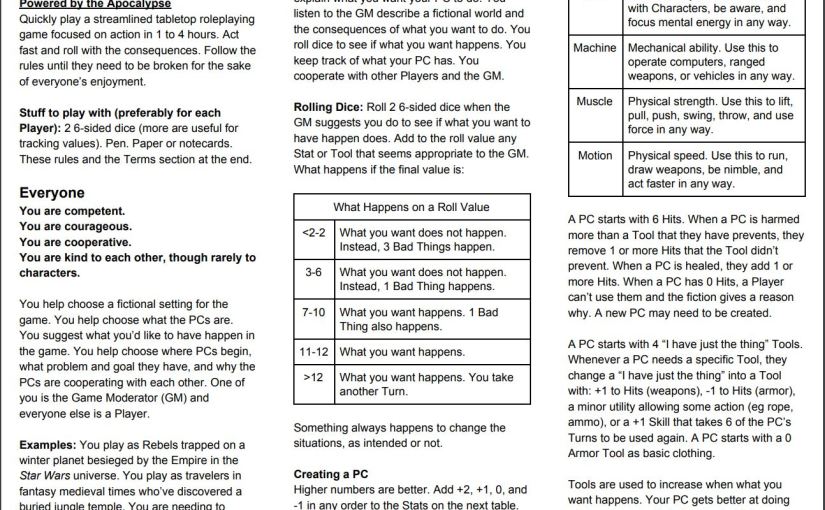 Cast 12 – Quick Table Top Role Playing Game –&nbsp;1